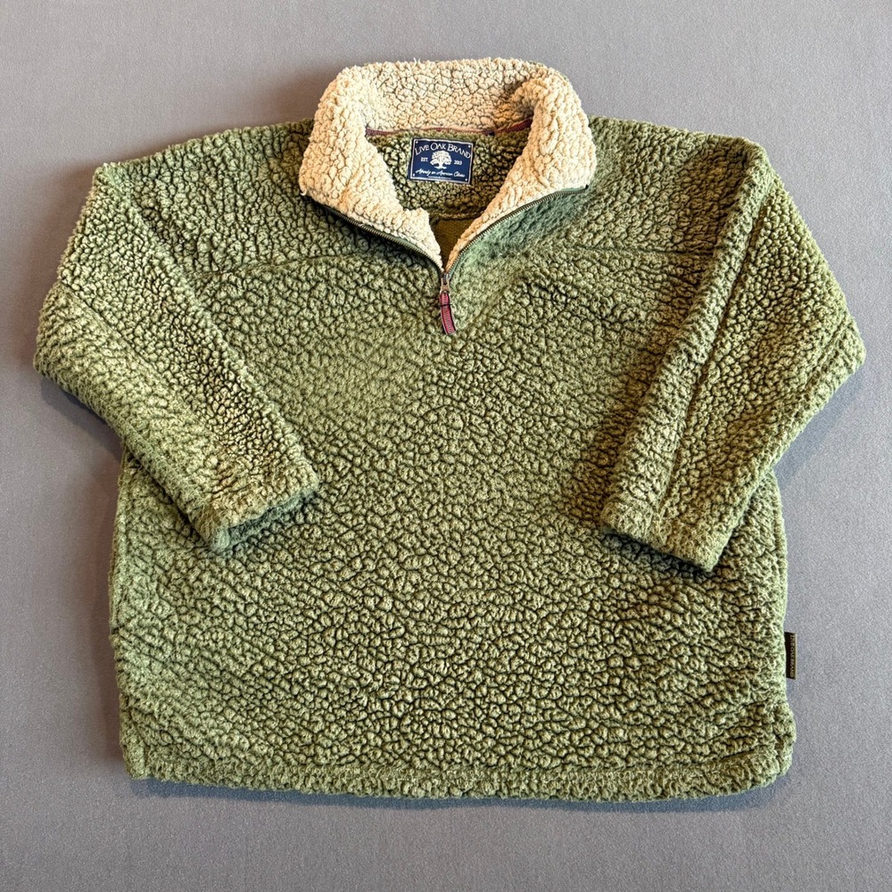 Live Oak Brand Sherpa Fleece Quarter Zip Pullover Olive Green Men's 2XL